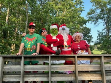 Christmas fun with Santa and the Grinch in the wagon at Christmas Pines Campground in PA